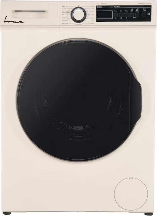 Fram Wasmachine - 7 KG - Retro Design - 15 Wasprogramma's - LED Display - Anti-kreukfunctie - Uitgestelde Start - 1400 RPM - 5 Jaar Garantie - Beige